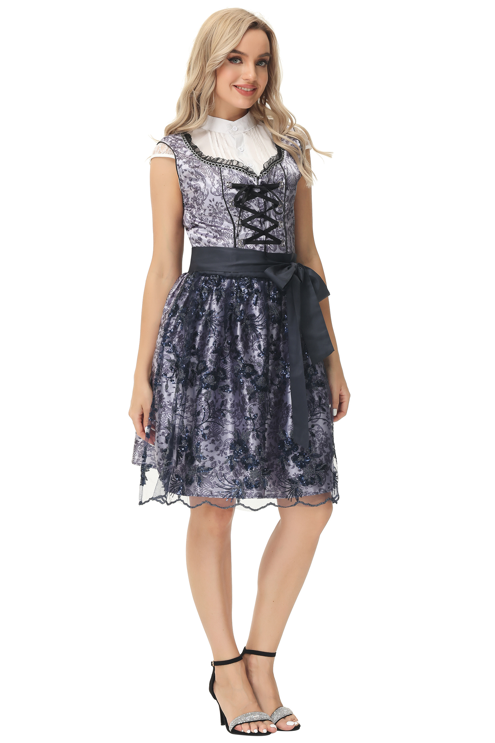 Ethnic Oktoberfest Costume Women Lace Up Short Sleeve Dress